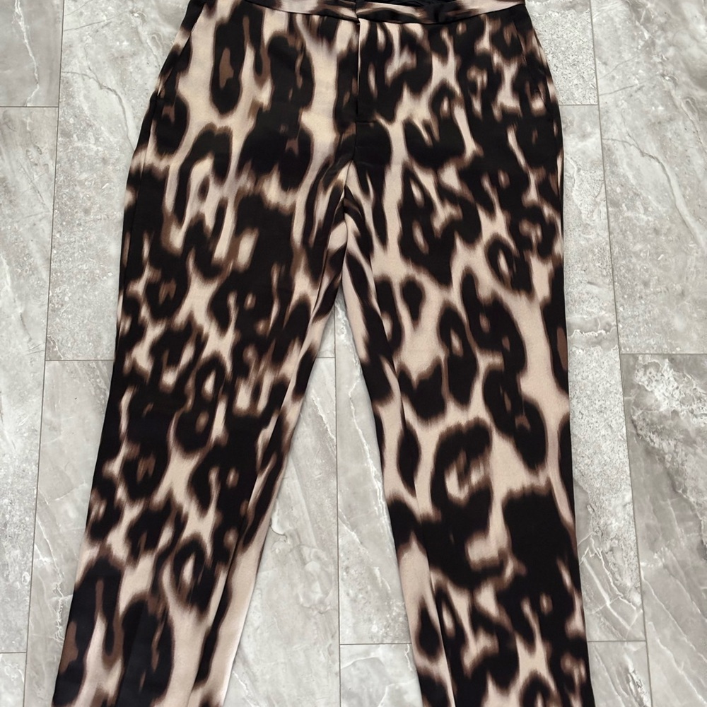 Leopard Print Wide-Leg Pants in Brown and Black